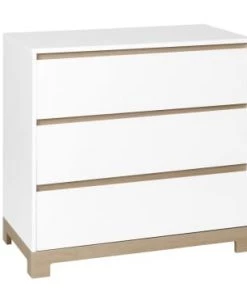Nateo Concept Commodes Enfant Commode 3 Tiroirs Blanc Et Chêne Clair