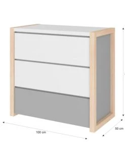 Bellamy Commodes Enfant Commode 3 Tiroirs Blanc Gris -Commodes enfant Soldes 2022 commode 3 tiroirs blanc gris 2
