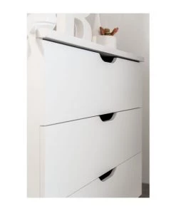 Calicosy Commodes Enfant Commode 3 Tiroirs Blanche Et Bois Bébé - 95 X H90 Cm -Commodes enfant Soldes 2022 commode 3 tiroirs blanche et bois bebe 95 x h90 cm 2