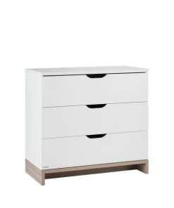 Calicosy Commodes Enfant Commode 3 Tiroirs Blanche Et Bois Bébé - 95 X H90 Cm