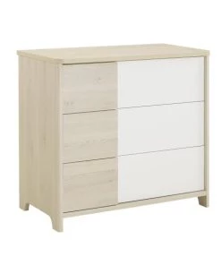 Calicosy Commodes Enfant Commode 3 Tiroirs Bois Et Blanc Enfant - 95 X H91cm