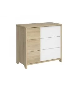 Calicosy Commodes Enfant Commode 3 Tiroirs Décor Bois Et Blanc Bébé - 95 X H91cm -Commodes enfant Soldes 2022 commode 3 tiroirs decor bois et blanc bebe 95 x h91cm 3