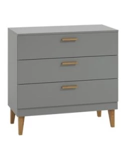 Nateo Concept Commodes Enfant Commode 3 Tiroirs Gris Et Chêne