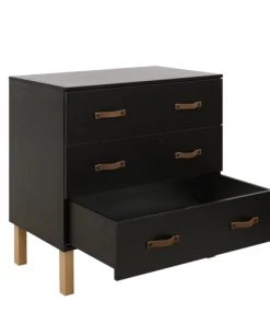 Bopita Commodes Enfant Commode 3 Tiroirs Noir Mat Naturel -Commodes enfant Soldes 2022 commode 3 tiroirs noir mat naturel 1