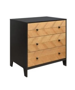Bopita Commodes Enfant Commode 3 Tiroirs Noir Naturel Naturel