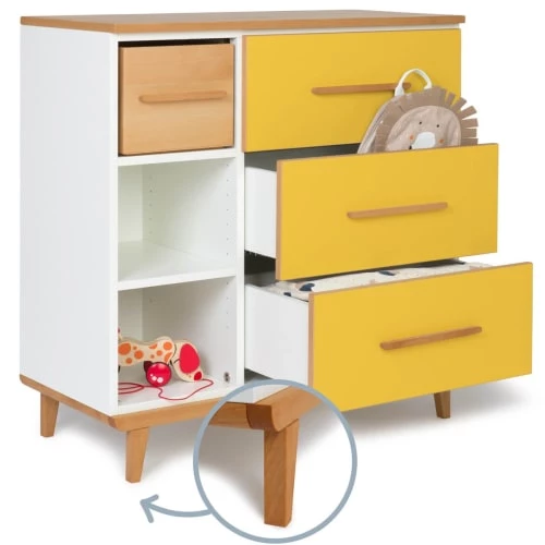 Wookids Commodes Enfant Commode 3 Tiroirsjaune Soleil 5 Wookids Commodes Enfant Commode 3 Tiroirsjaune Soleil – Image 3