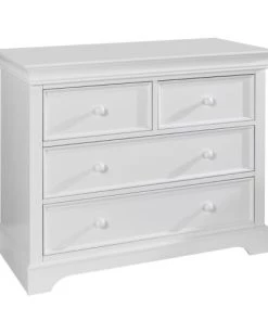 ID Kids Commodes Enfant Commode 4 Tiroirs Bois Massif Blanc