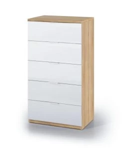Dmora Commodes Enfant Commode à 5 Tiroirs Effet Bois Blanc