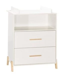 BabyPrice Commodes Enfant Commode à Langer 103x76x68cm En Bois Blanc