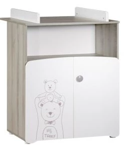 BabyPrice Commodes Enfant Commode Ă Langer 2 Portes 97x76x66cm En Bois Blanc