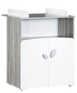 BabyPrice Commodes Enfant Commode Ă Langer 2 Portes 97x76x66cm En Bois Gris