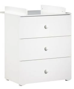 BabyPrice Commodes Enfant Commode à Langer 3 Tiroirs 97x76x66cm En Bois Blanc
