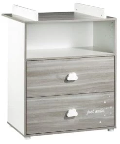 BabyPrice Commodes Enfant Commode à Langer Hêtre 97x76x66cm En Bois Gris Foncé