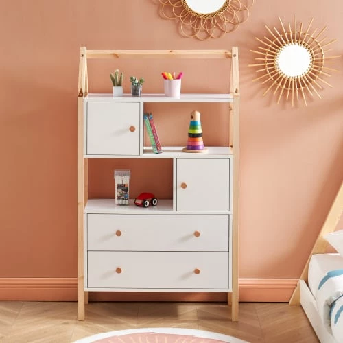 Baita Commodes Enfant Commode Blanc 2 Portes Et 2 Tiroirs 80cm 4 Baita Commodes Enfant Commode Blanc 2 Portes Et 2 Tiroirs 80cm – Image 2