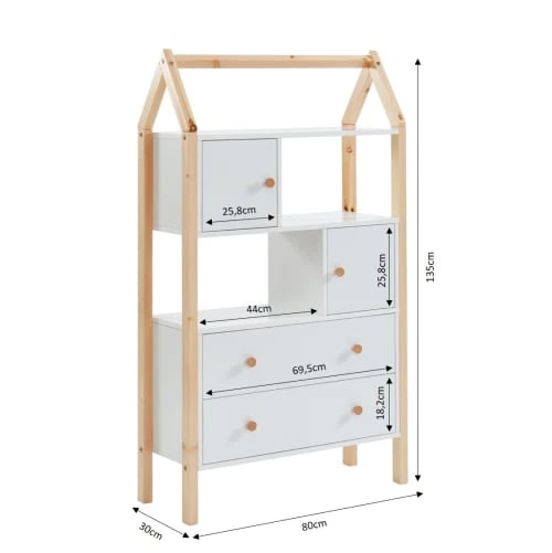 Baita Commodes Enfant Commode Blanc 2 Portes Et 2 Tiroirs 80cm 8 Baita Commodes Enfant Commode Blanc 2 Portes Et 2 Tiroirs 80cm – Image 6