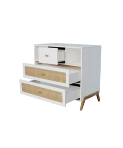 Théo Commodes Enfant Commode Bois Et Rotin Neige -Commodes enfant Soldes 2022 commode bois et rotin neige 1
