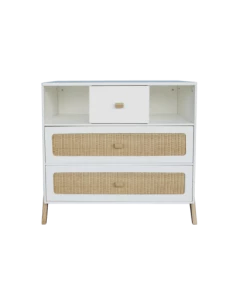 Théo Commodes Enfant Commode Bois Et Rotin Neige