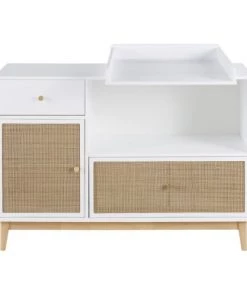 Maisons Du Monde Commodes Enfant Commode Compatible Plan à Langer 1 Porte 2 Tiroirs Blanche Et Cannage En Rotin -Commodes enfant Soldes 2022 commode compatible plan a langer 1 porte 2 tiroirs blanche et cannage en rotin 1000 9 33 225820 2