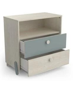 Calicosy Commodes Enfant Commode Enfant 2 Tiroirs 1 Niche - Vert De Gris Et Bois Clair -Commodes enfant Soldes 2022 commode enfant 2 tiroirs 1 niche vert de gris et bois clair 3