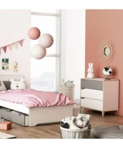 Calicosy Commodes Enfant Commode Enfant 3 Tiroirs Grise Et Blanche - L78,3 Cm -Commodes enfant Soldes 2022 commode enfant 3 tiroirs grise et blanche l78 3 cm 3