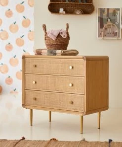 Tikamoon Commodes Enfant Commode Enfant En Chêne Massif Et Cannage -Commodes enfant Soldes 2022 commode enfant en chene massif et cannage 3
