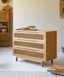 Tikamoon Commodes Enfant Commode Enfant En Orme Massif Et Cannage -Commodes enfant Soldes 2022 commode enfant en orme massif et cannage 3