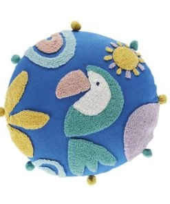 Maisons Du Monde Fauteuils Et Poufs Enfant Coussin De Sol Enfant Imprimé Toucan Bleu, Rose, Vert Et Jaune, D70
