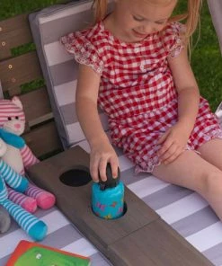 KidKraft Mobilier De Jardin Enfant Double Chaise Longue Enfant Avec Coussins Rayés Gris Et Blanc -Commodes enfant Soldes 2022 double chaise longue enfant avec coussins rayes gris et blanc 5