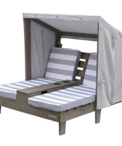 KidKraft Mobilier De Jardin Enfant Double Chaise Longue Enfant Avec Coussins Rayés Gris Et Blanc -Commodes enfant Soldes 2022 double chaise longue enfant avec coussins rayes gris et blanc 6