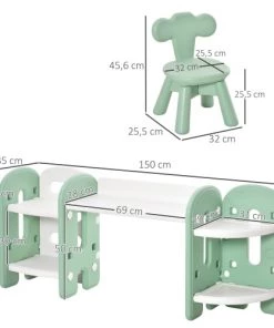 Homcom Tables Et Chaises Enfant Ensemble Bureau, Chaise Et Bibliothèque Pour Enfant Vert D'eau Blanc 9 Homcom Tables Et Chaises Enfant Ensemble Bureau, Chaise Et Bibliothèque Pour Enfant Vert D'eau Blanc -Commodes enfant Soldes 2022 ensemble bureau chaise et bibliotheque pour enfant vert d eau blanc 2