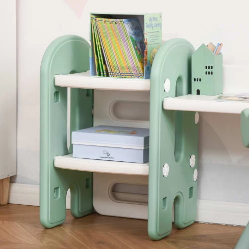 Homcom Tables Et Chaises Enfant Ensemble Bureau, Chaise Et Bibliothèque Pour Enfant Vert D'eau Blanc 6 Homcom Tables Et Chaises Enfant Ensemble Bureau, Chaise Et Bibliothèque Pour Enfant Vert D'eau Blanc – Image 4