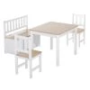Homcom Tables Et Chaises Enfant Ensemble De Table Et Chaises Enfant De 4 Pièces Blanc Bois Clair -Commodes enfant Soldes 2022 ensemble de table et chaises enfant de 4 pieces blanc bois clair