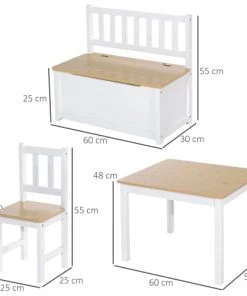 Homcom Tables Et Chaises Enfant Ensemble De Table Et Chaises Enfant De 4 Pièces Blanc Bois Clair -Commodes enfant Soldes 2022 ensemble de table et chaises enfant de 4 pieces blanc bois clair 2
