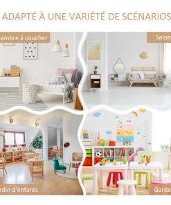 Homcom Tables Et Chaises Enfant Ensemble De Table Et Chaises Enfant De 4 Pièces Blanc Bois Clair -Commodes enfant Soldes 2022 ensemble de table et chaises enfant de 4 pieces blanc bois clair 5