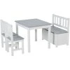 Homcom Tables Et Chaises Enfant Ensemble De Table Et Chaises Enfant De 4 Pièces Blanc Gris