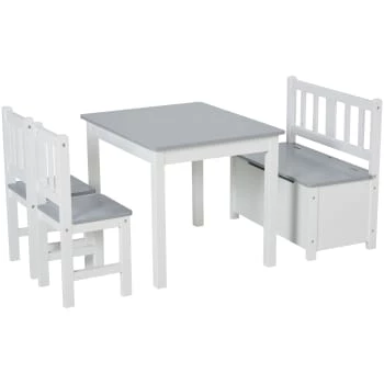 Homcom Tables Et Chaises Enfant Ensemble De Table Et Chaises Enfant De 4 Pièces Blanc Gris 8 Homcom Tables Et Chaises Enfant Ensemble De Table Et Chaises Enfant De 4 Pièces Blanc Gris – Image 6