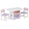 KidKraft Tables Et Chaises Enfant Ensemble Table Avec 4 Bacs De Rangement Et 2 Chaises Rose Et Violet -Commodes enfant Soldes 2022 ensemble table avec 4 bacs de rangement et 2 chaises rose et violet