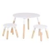Toilinux Tables Et Chaises Enfant Ensemble Table Et 2 Tabourets Pour Enfants Bois Et Blanc -Commodes enfant Soldes 2022 ensemble table et 2 tabourets pour enfants bois et blanc