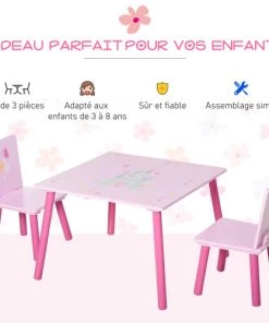 Homcom Tables Et Chaises Enfant Ensemble Table Et Chaises Enfant Motif étoilé Bois Bleu Blanc -Commodes enfant Soldes 2022 ensemble table et chaises enfant motif etoile bois bleu blanc 3