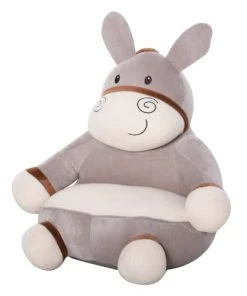 Homcom Fauteuils Et Poufs Enfant Fauteuil Enfant âne Revêtement Velours Gris Crème