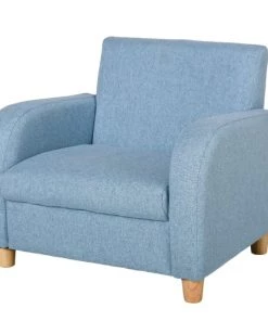 Homcom Fauteuils Et Poufs Enfant Fauteuil Scandinave Enfant Grand Confort Accoudoirs Assise Lin Bleu