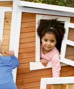 Axi Mobilier De Jardin Enfant Maisonnette Asymétrique En Bois Brun/blanc Pour Enfants -Commodes enfant Soldes 2022 maisonnette asymetrique en bois brun blanc pour enfants 3