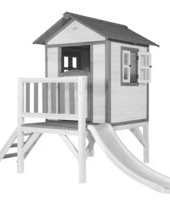 Axi Mobilier De Jardin Enfant Maisonnette Blanche Sur Pilotis Avec Toboggan Blanc