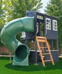 KidKraft Mobilier De Jardin Enfant Maisonnette Bleue En Bois Avec Toboggan Tubulaire -Commodes enfant Soldes 2022 maisonnette bleue en bois avec toboggan tubulaire 2