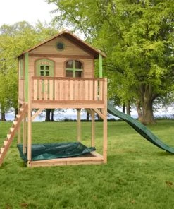 Axi Mobilier De Jardin Enfant Maisonnette Brun/vert Avec Toboggan Vert -Commodes enfant Soldes 2022 maisonnette brun vert avec toboggan vert 1