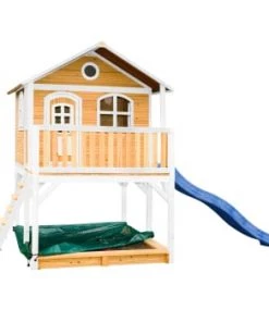 Axi Mobilier De Jardin Enfant Maisonnette En Bois Brun/ Blanc Sur Pilotis Avec Toboggan Rouge -Commodes enfant Soldes 2022 maisonnette en bois brun blanc sur pilotis avec toboggan bleu 9