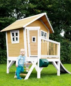 Axi Mobilier De Jardin Enfant Maisonnette En Bois écologique Avec Toboggan Blanc -Commodes enfant Soldes 2022 maisonnette en bois ecologique avec toboggan blanc 2