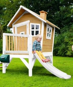 Axi Mobilier De Jardin Enfant Maisonnette En Bois écologique Avec Toboggan Blanc -Commodes enfant Soldes 2022 maisonnette en bois ecologique avec toboggan blanc 3
