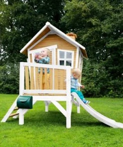 Axi Mobilier De Jardin Enfant Maisonnette En Bois écologique Avec Toboggan Blanc -Commodes enfant Soldes 2022 maisonnette en bois ecologique avec toboggan blanc 4