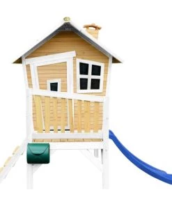 Axi Mobilier De Jardin Enfant Maisonnette En Bois écologique Avec Toboggan Bleu